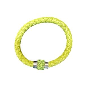 Vintage Style Braided Leather Bracelet with Rhinestone Clasp